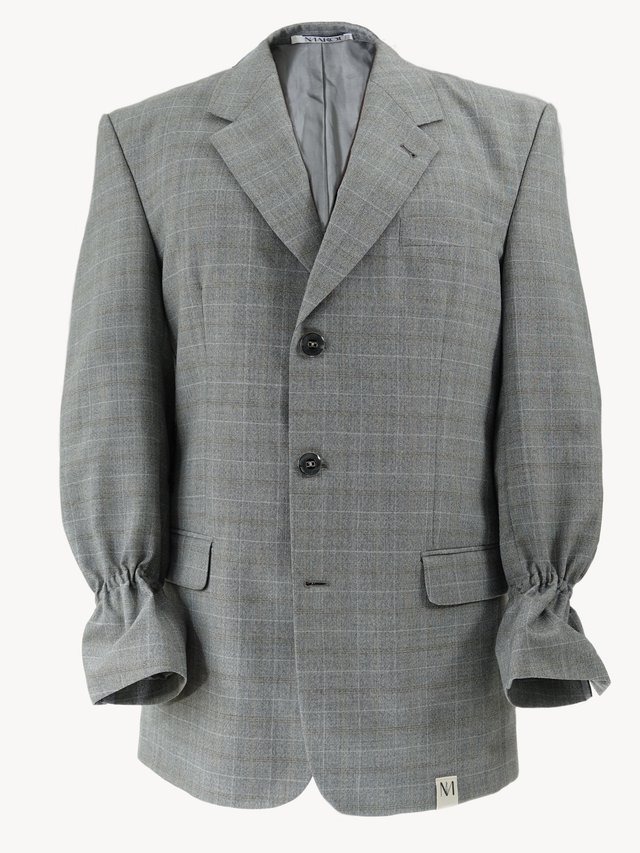 Chekku Oversized Geruite Blazer - Grijs