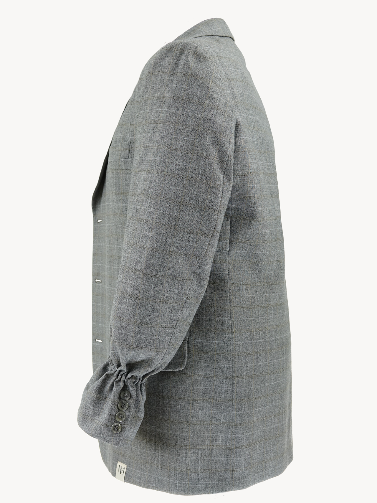 Chekku Oversized Geruite Blazer - Grijs