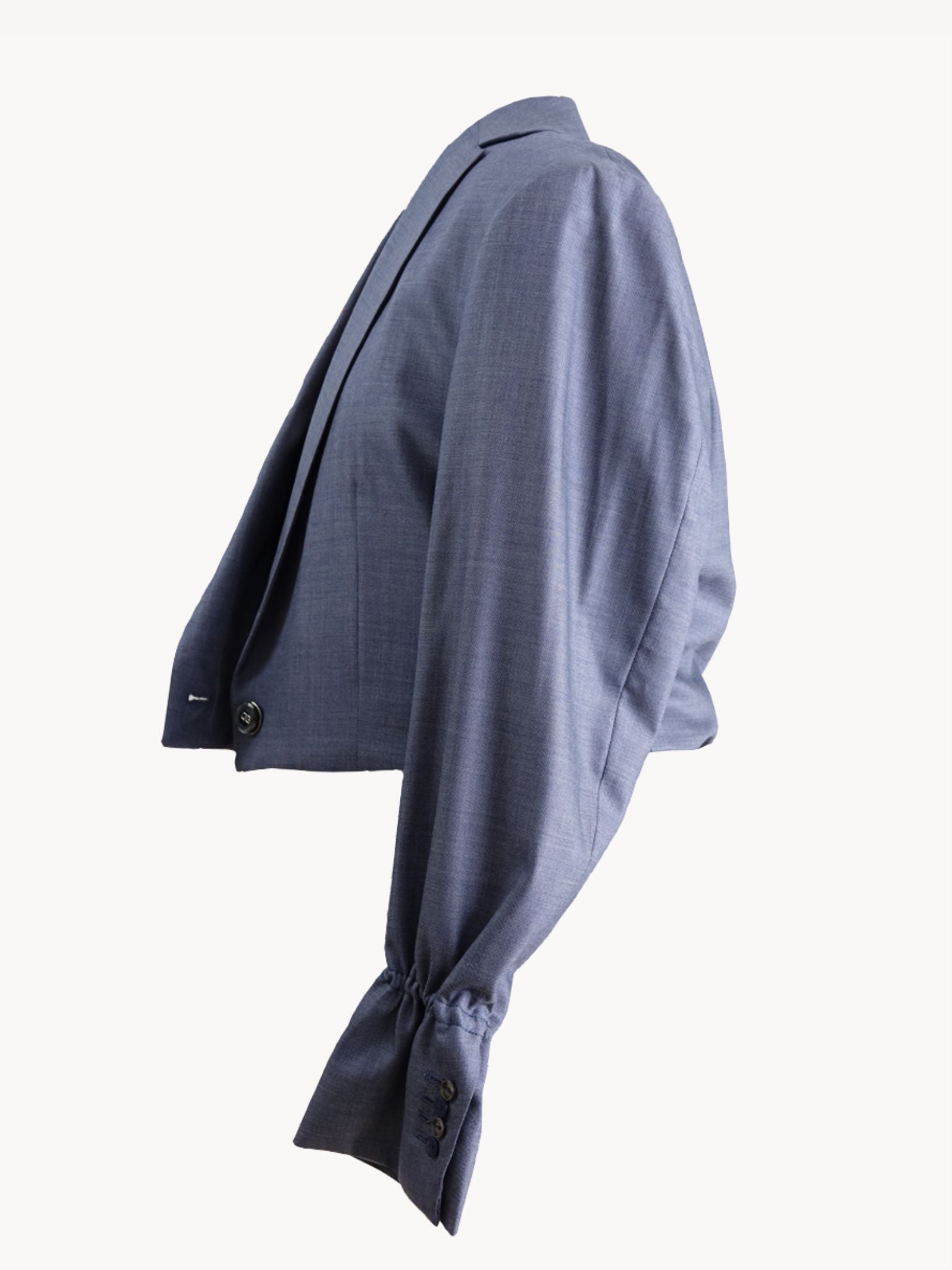 Cropped Blazer Blue Wool – Sustainable Vintage Design