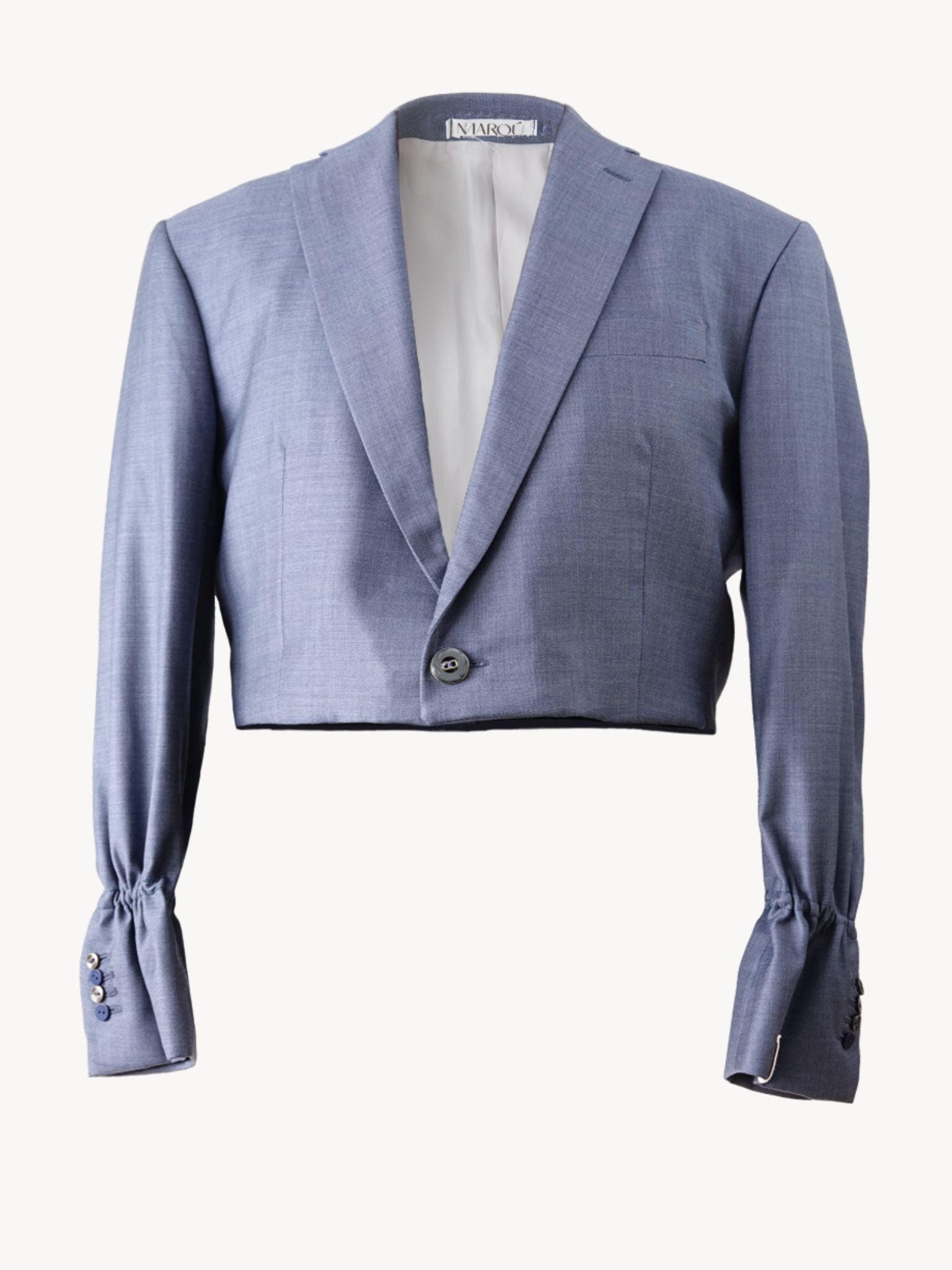Cropped Blazer Blue Wool – Sustainable Vintage Design