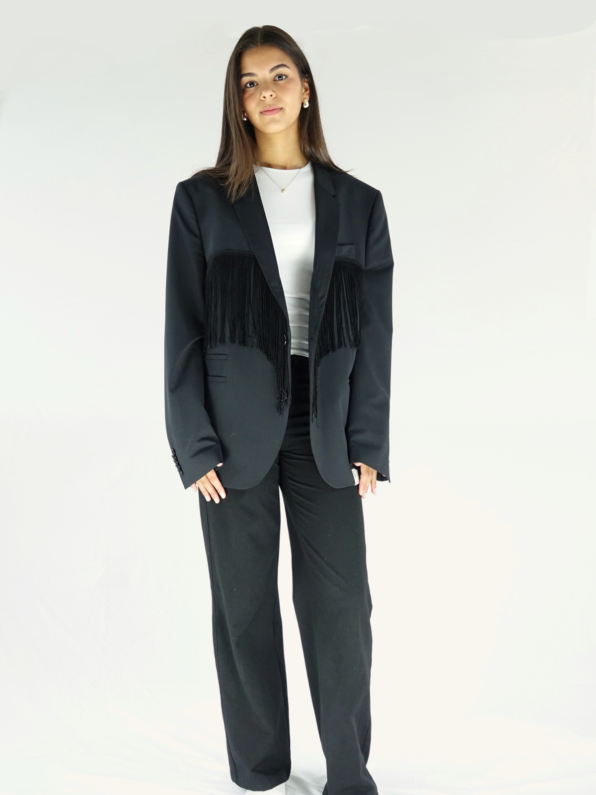 Furinji Fringe blazer - zwart met franjes