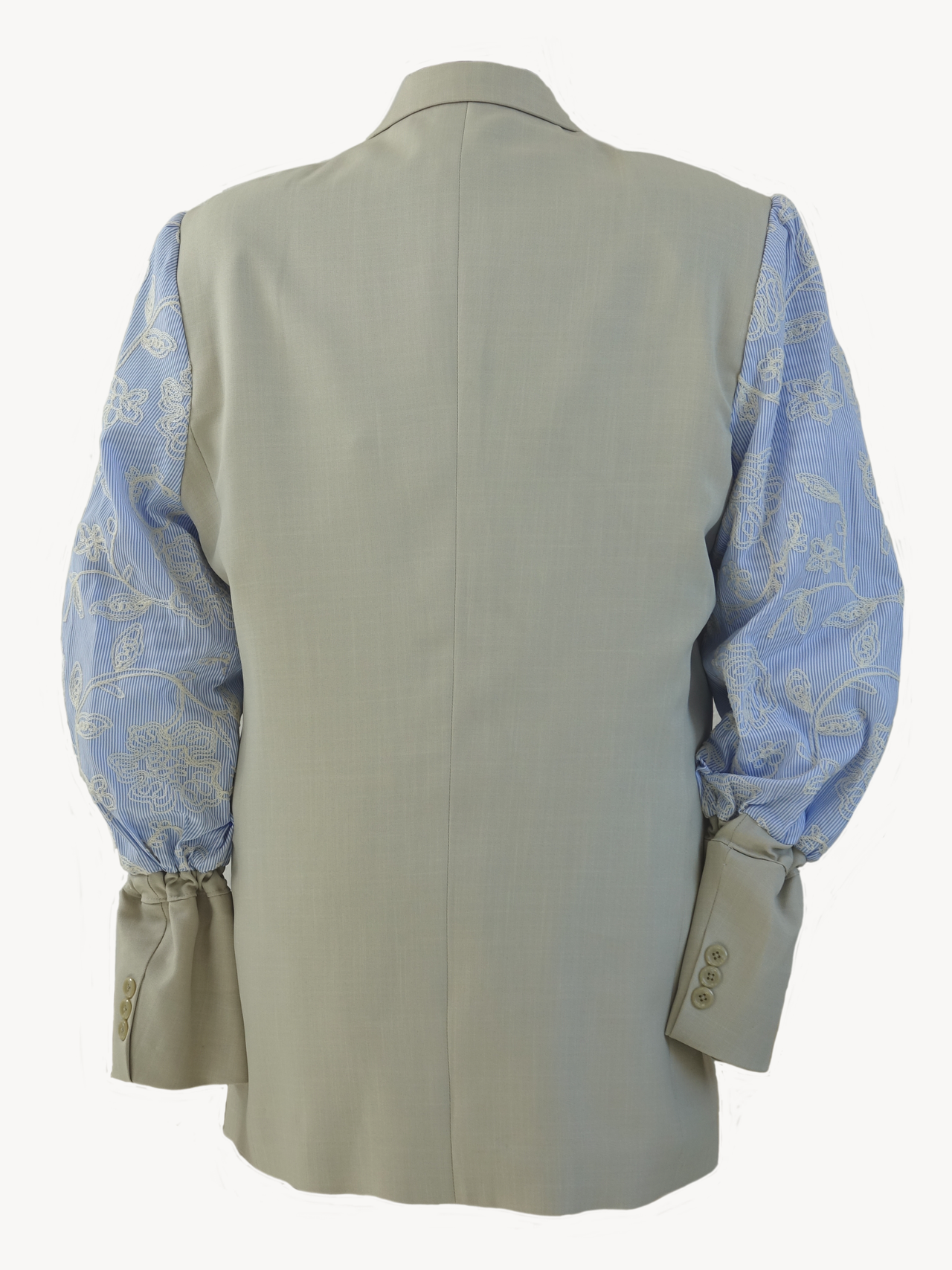 Hana Shima - Beige Blazer Embroidery Light Blue