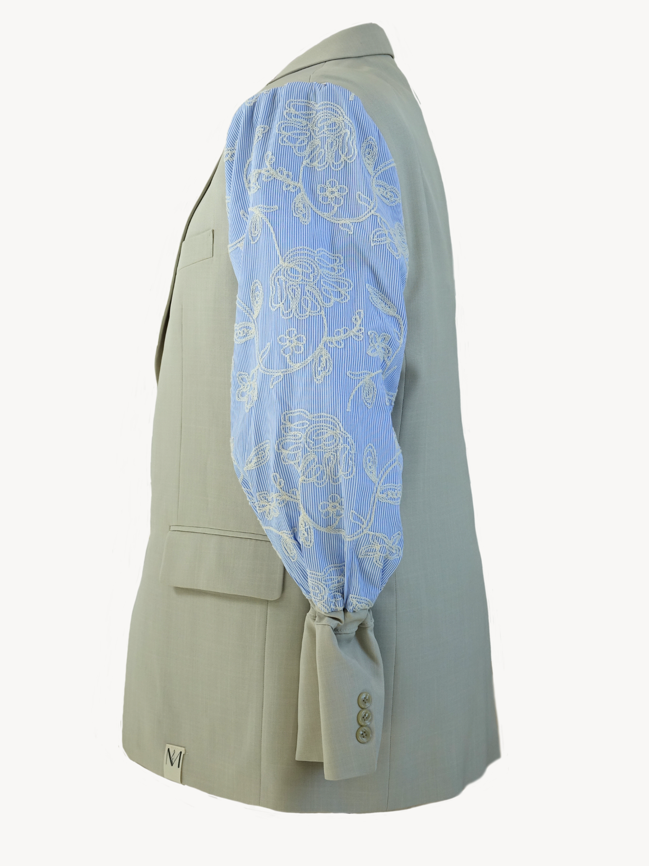 Hana Shima - Beige Blazer Embroidery Light Blue
