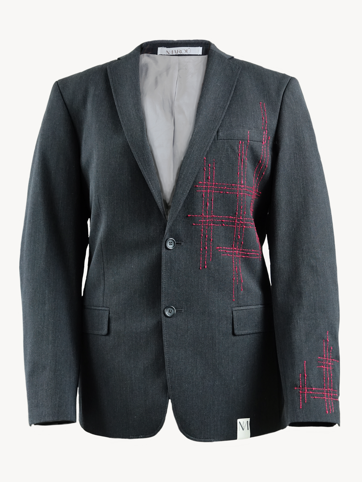 Blazer Nuido - donkergrijs met geborduurd Sashiko details