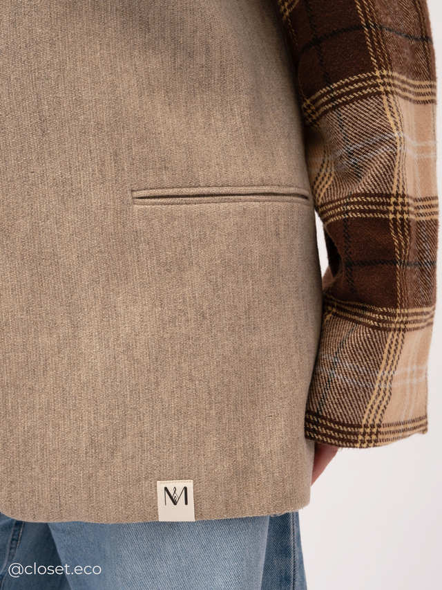 Atatakai Oversized Geruite Blazer - Bruin