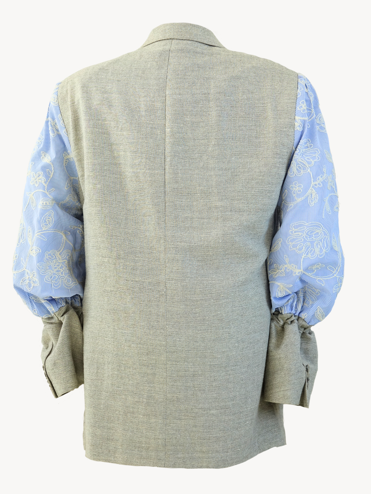 Hana Shima - Beige Blazer Embroidery Light Blue