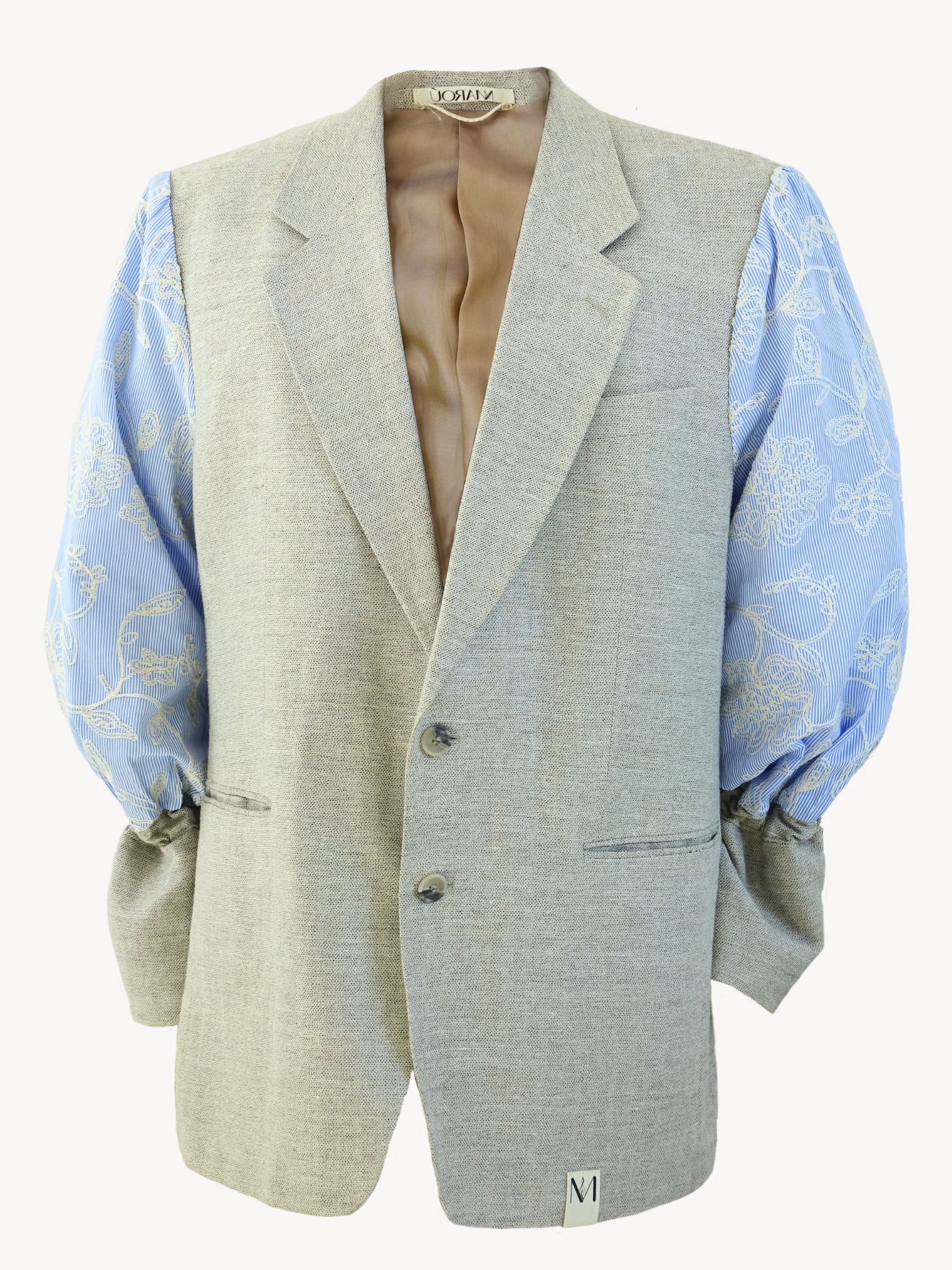 Hana Shima - Beige Blazer Embroidery Light Blue
