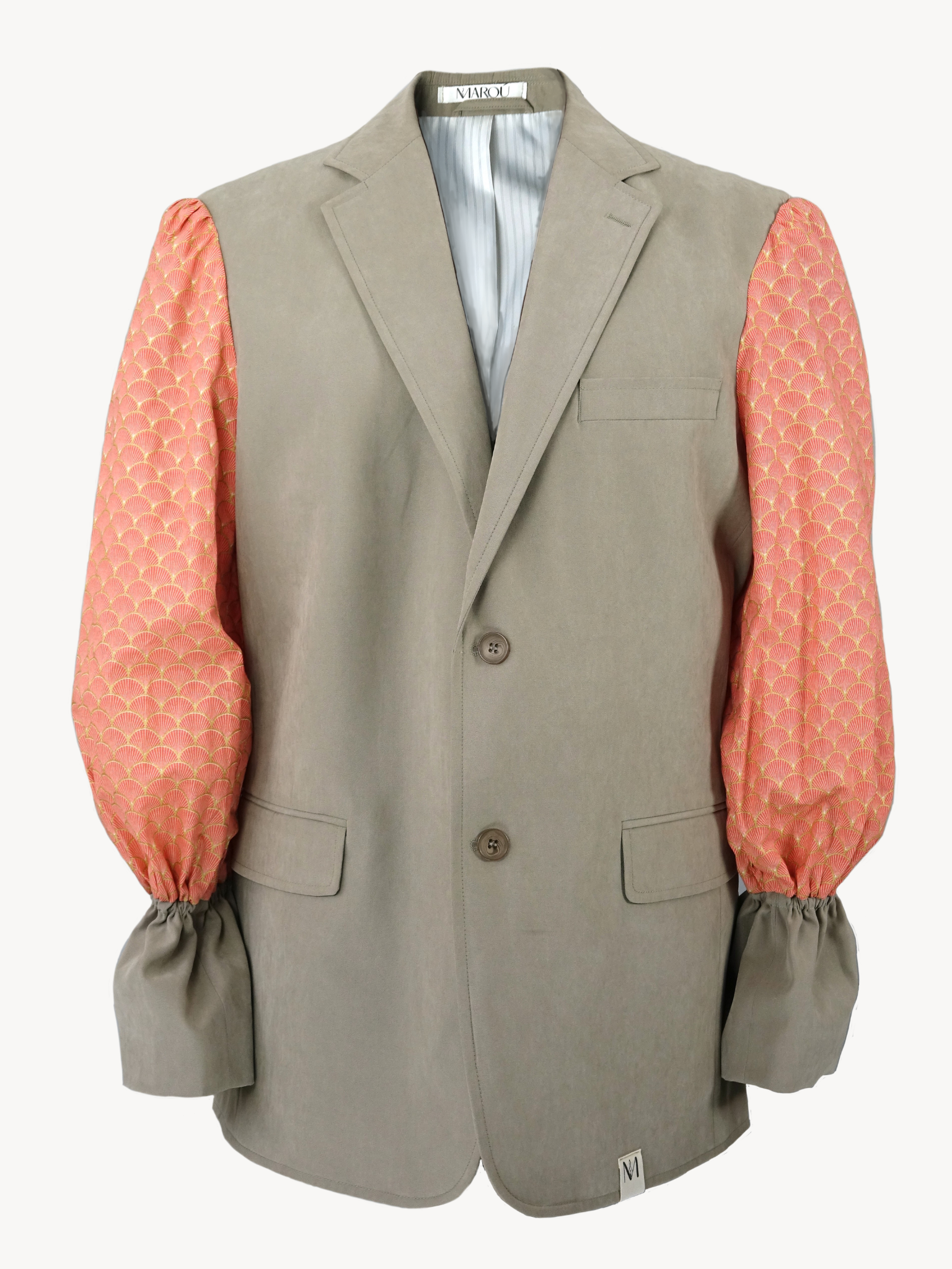 Kelly Camfferman X MAROÚ Blazer - beige met oranje mouwen