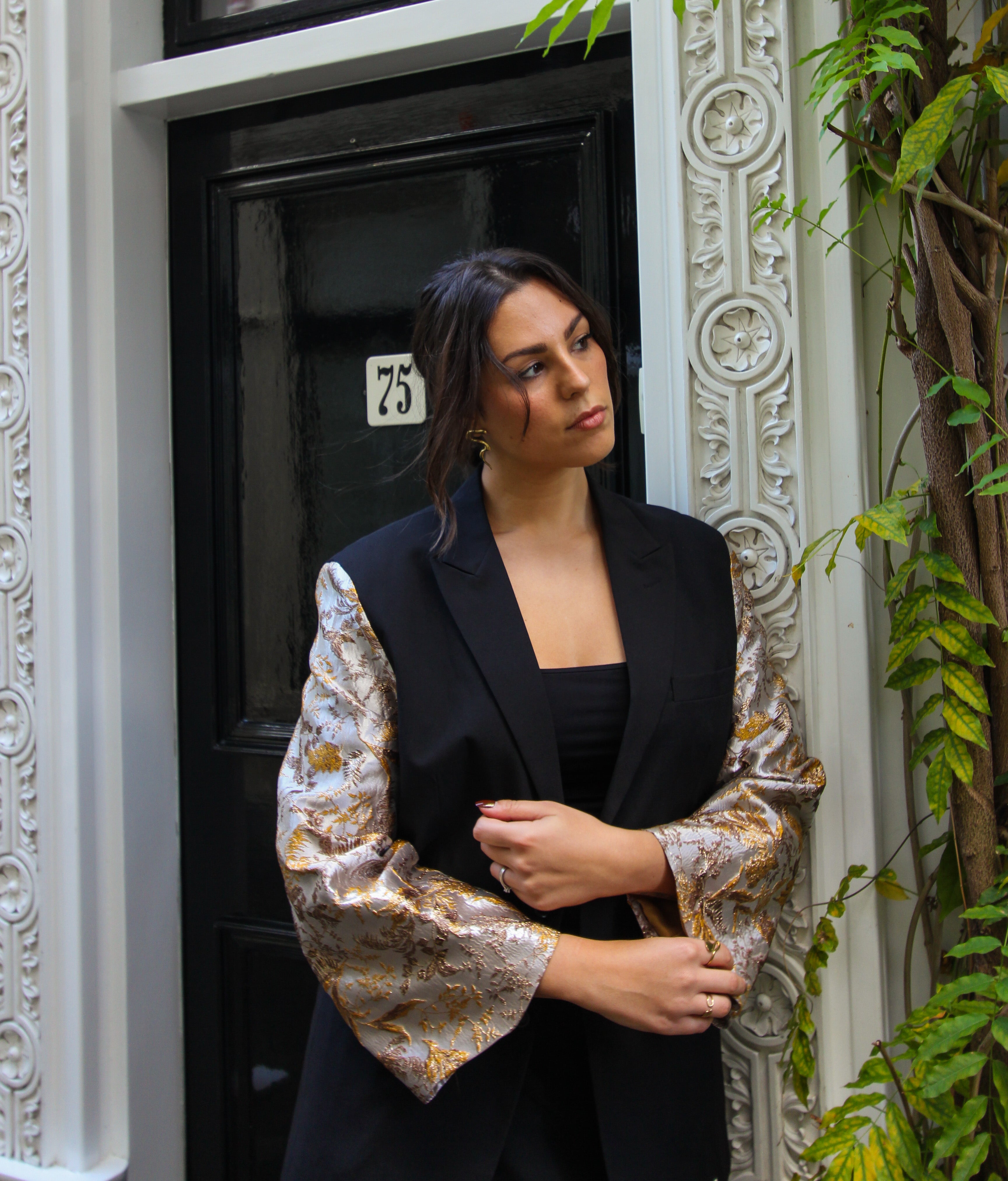 Kinshi Jacquard Blazer - Zwart