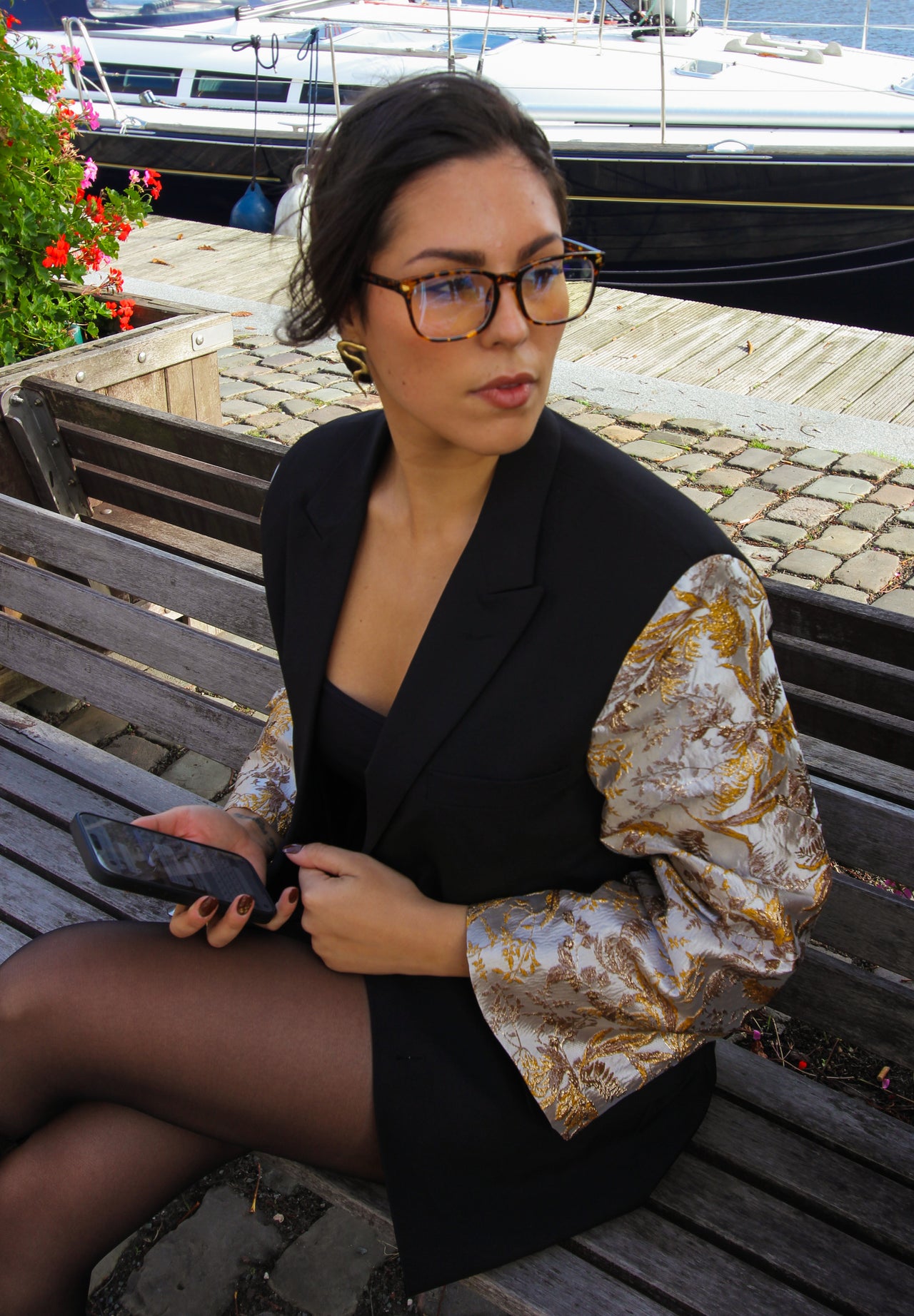 Kinshi Jacquard Blazer - Zwart