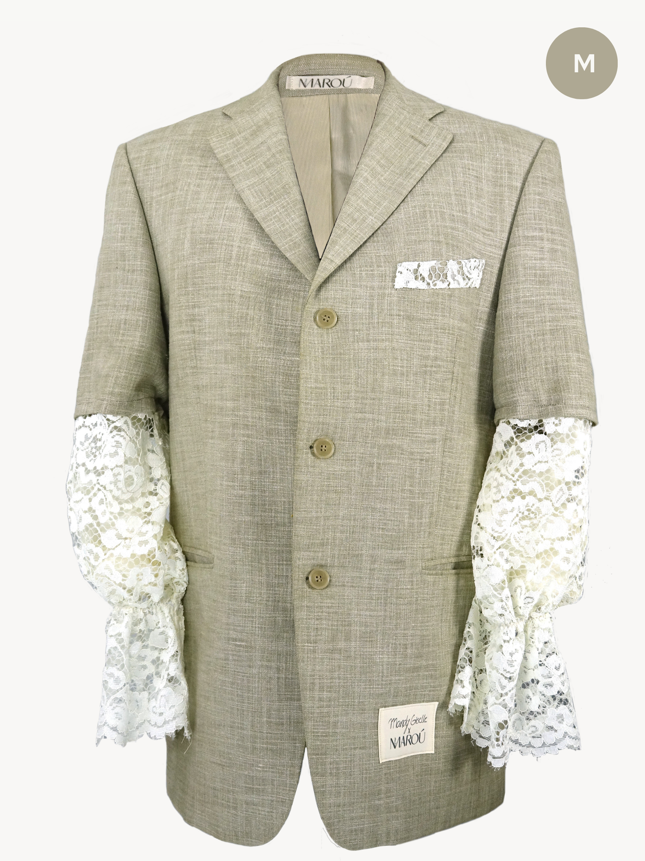 Mandy Giselle x MAROÚ Blazer - beige met kanten mouwen