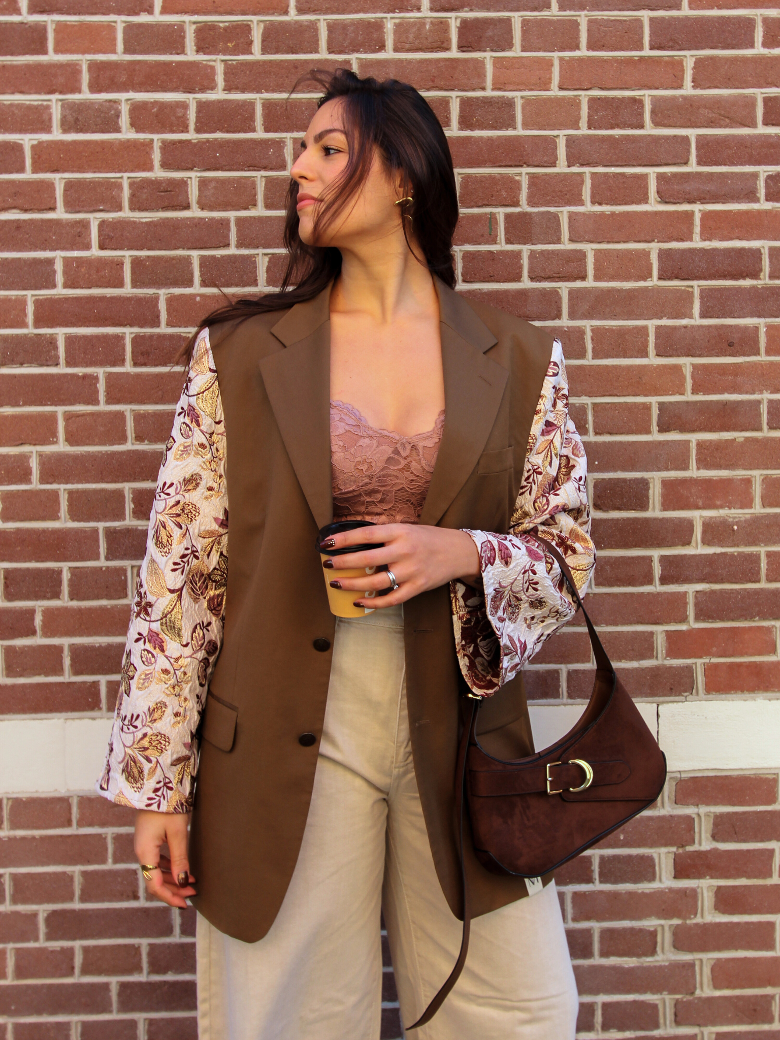 Momiji Jacquard Blazer - Bruin