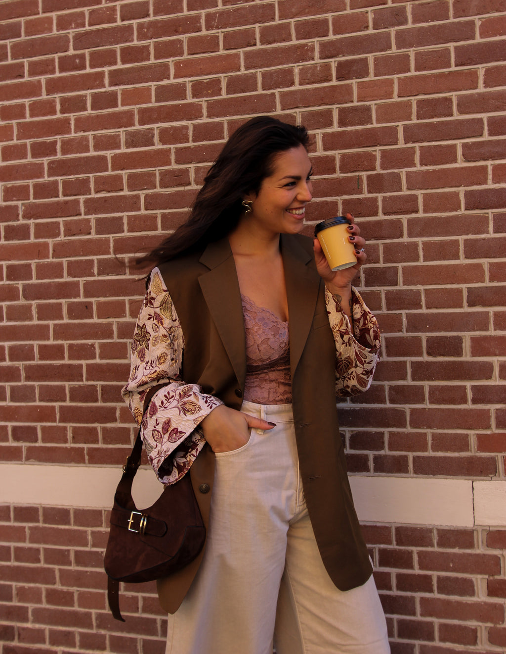 Momiji Jacquard Blazer - Bruin