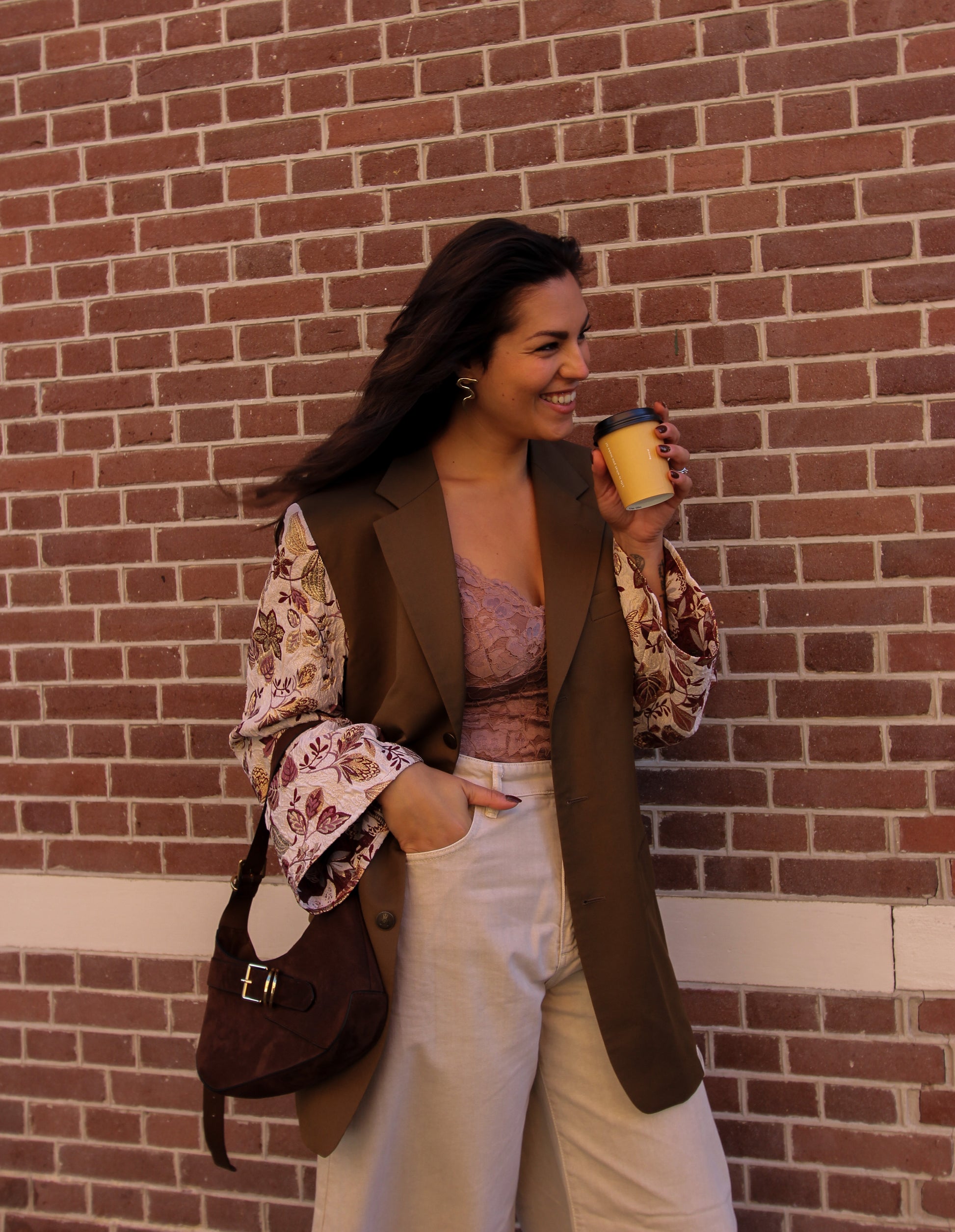 Momiji Jacquard Blazer - Bruin