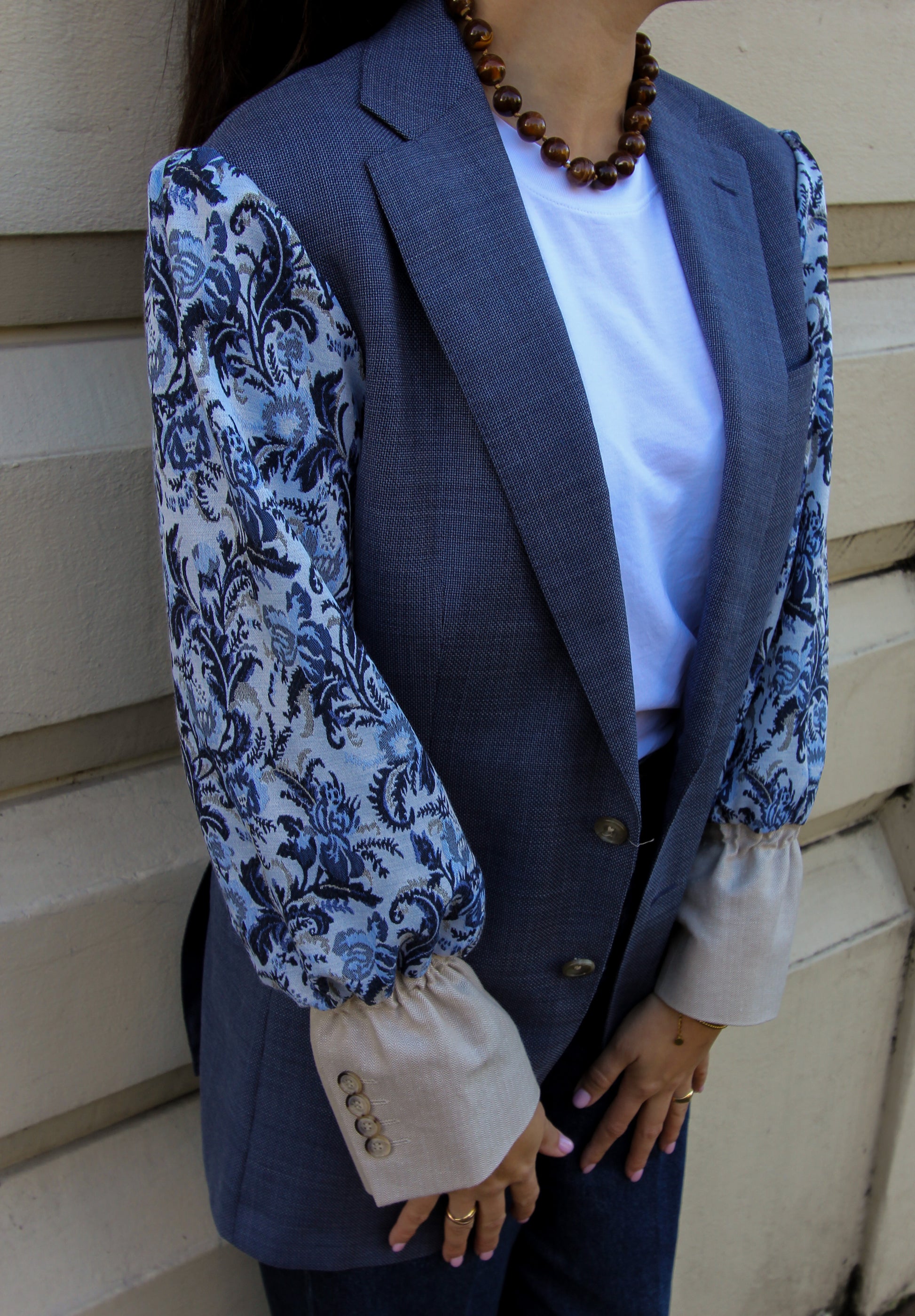 Nishoku Jacquard Blazer - Blauw