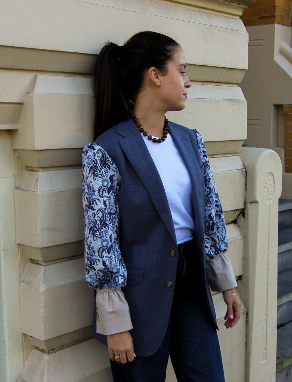 Nishoku Jacquard Blazer - Blauw