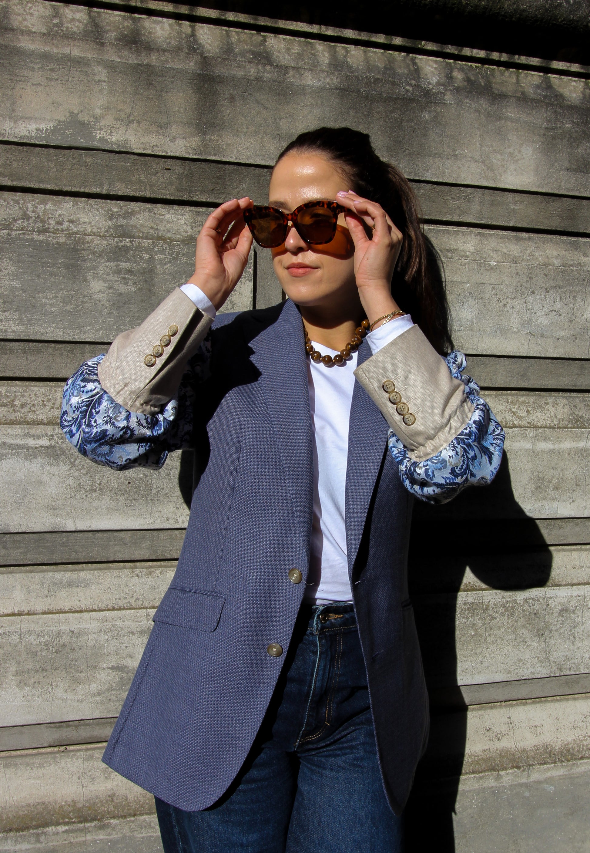 Nishoku Jacquard Blazer - Blauw