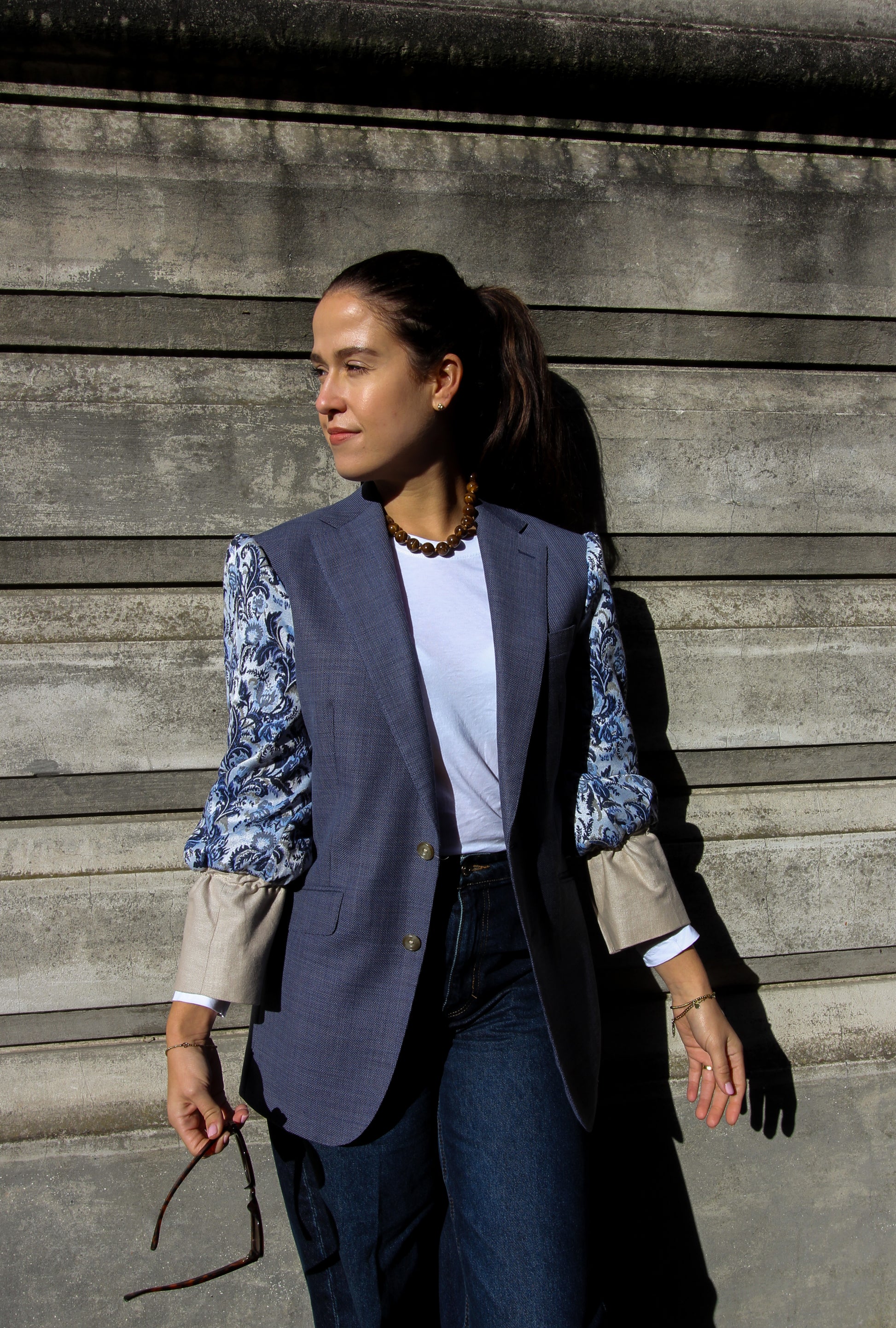 Nishoku Jacquard Blazer - Blauw