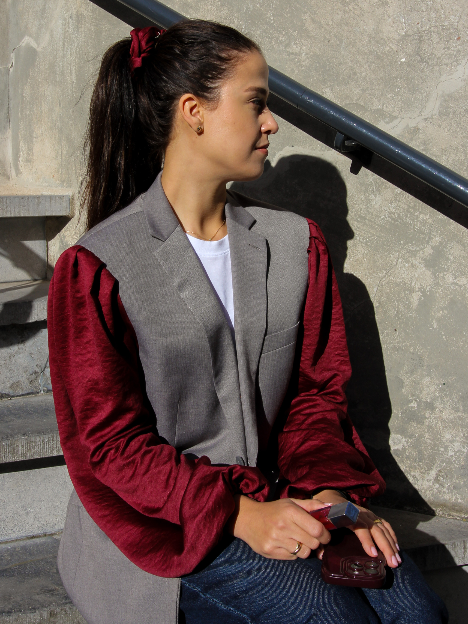 Pofu Oversized Blazer - Burgundy