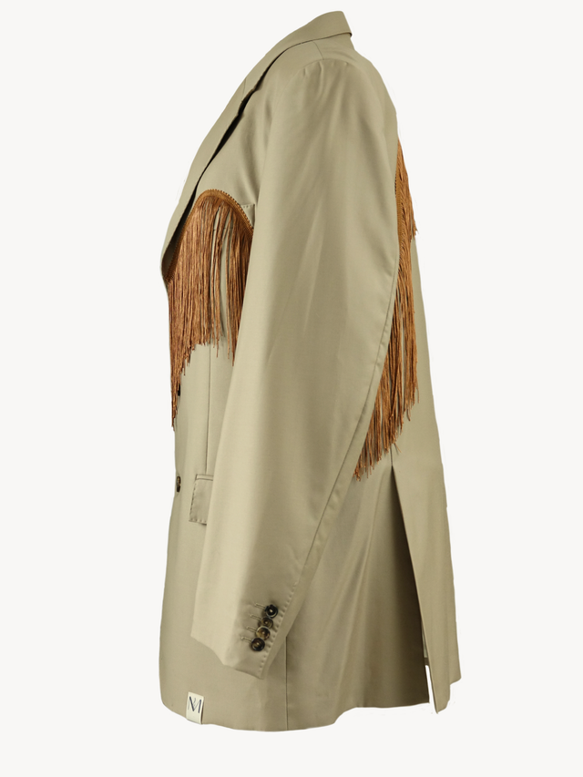 Furinji Fringe Blazer- beige met franjes