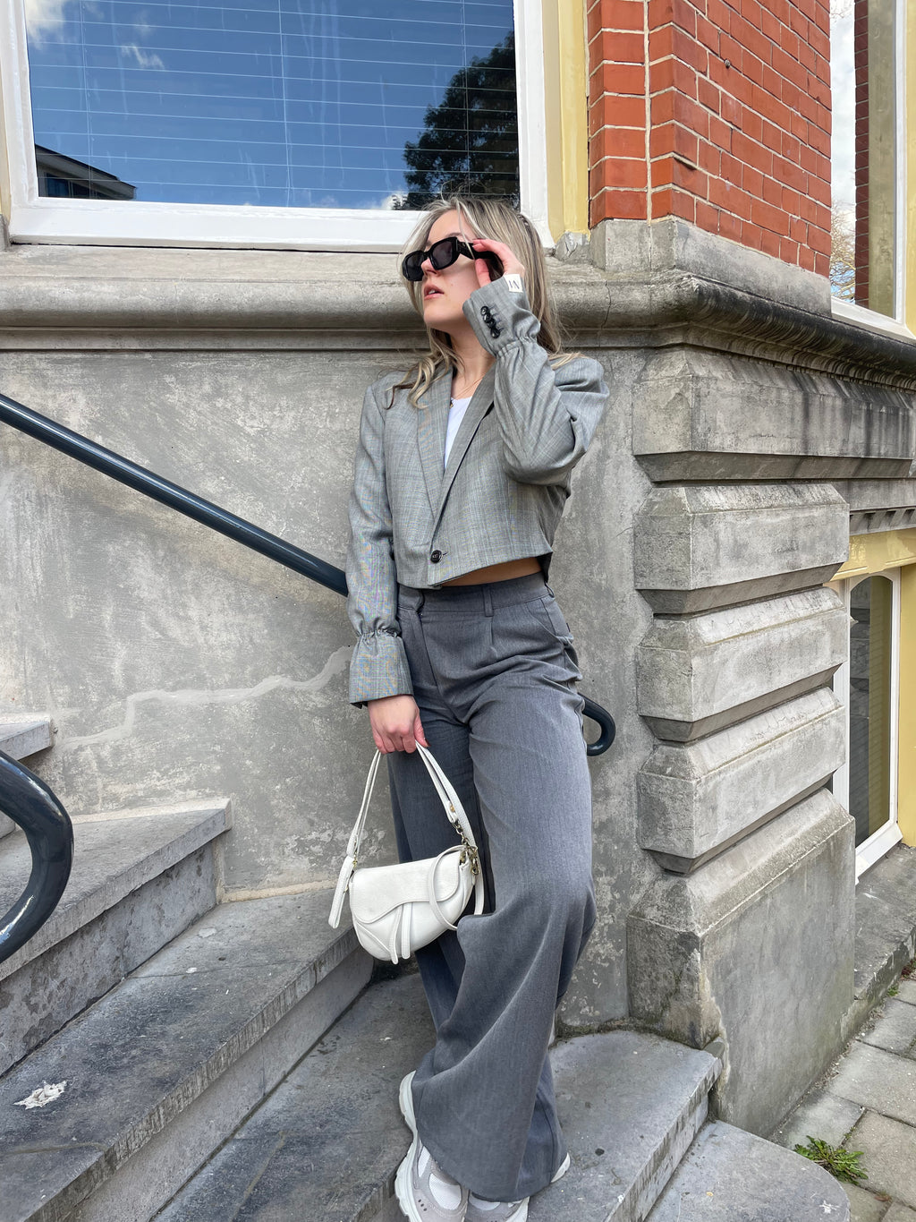 Cropped Blazer - Grijs