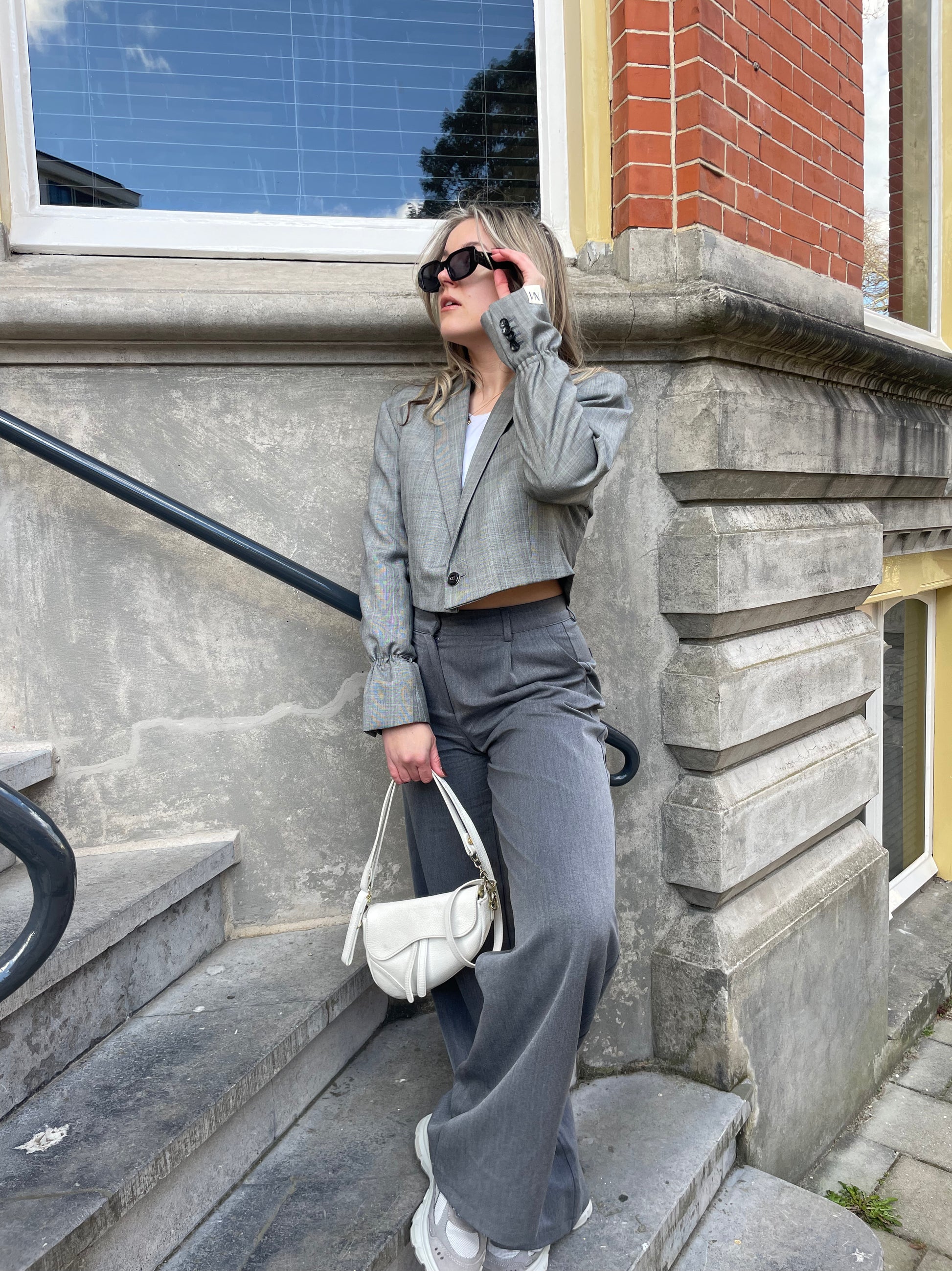 Cropped Blazer - Grijs