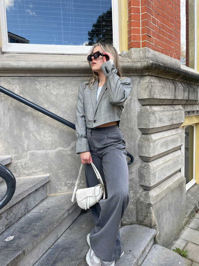 Cropped Blazer - Grijs