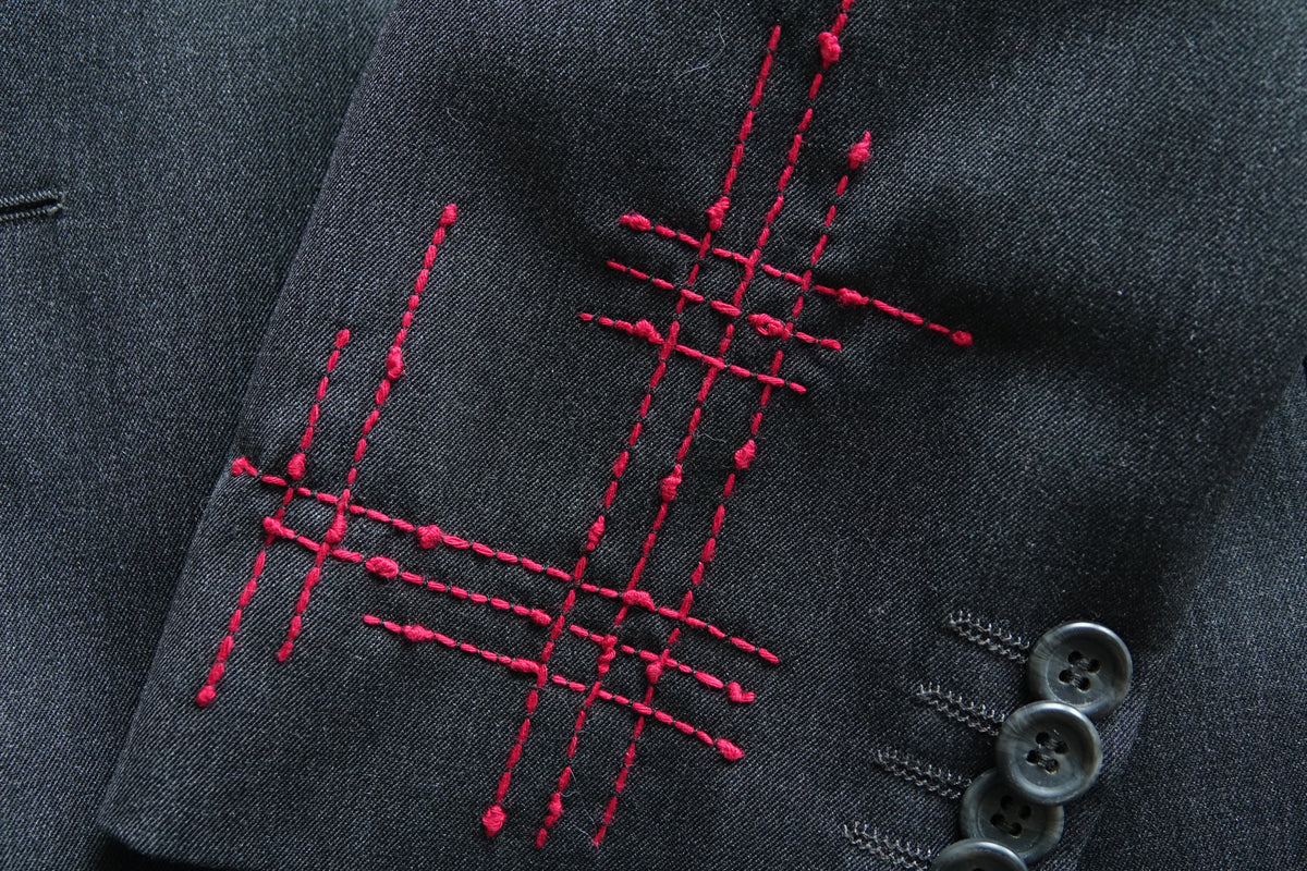 Blazer Nuido - donkergrijs met geborduurd Sashiko details