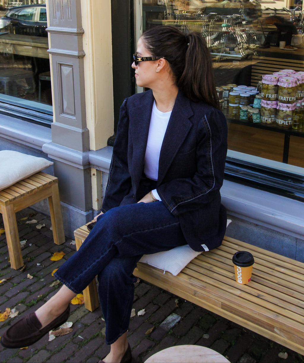 Jiinzu Denim Blazer - Donkerblauw