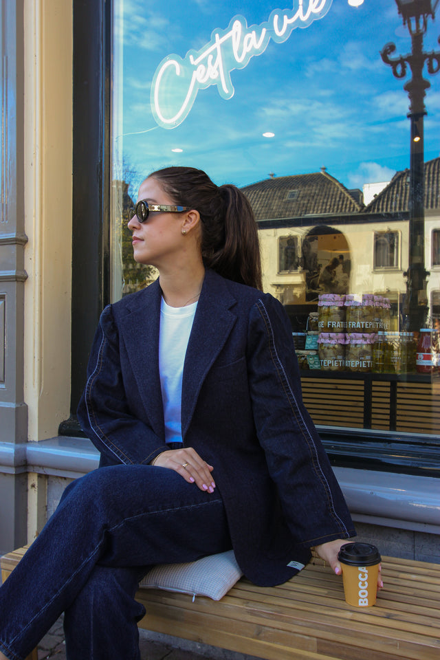 Jiinzu Denim Blazer - Donkerblauw