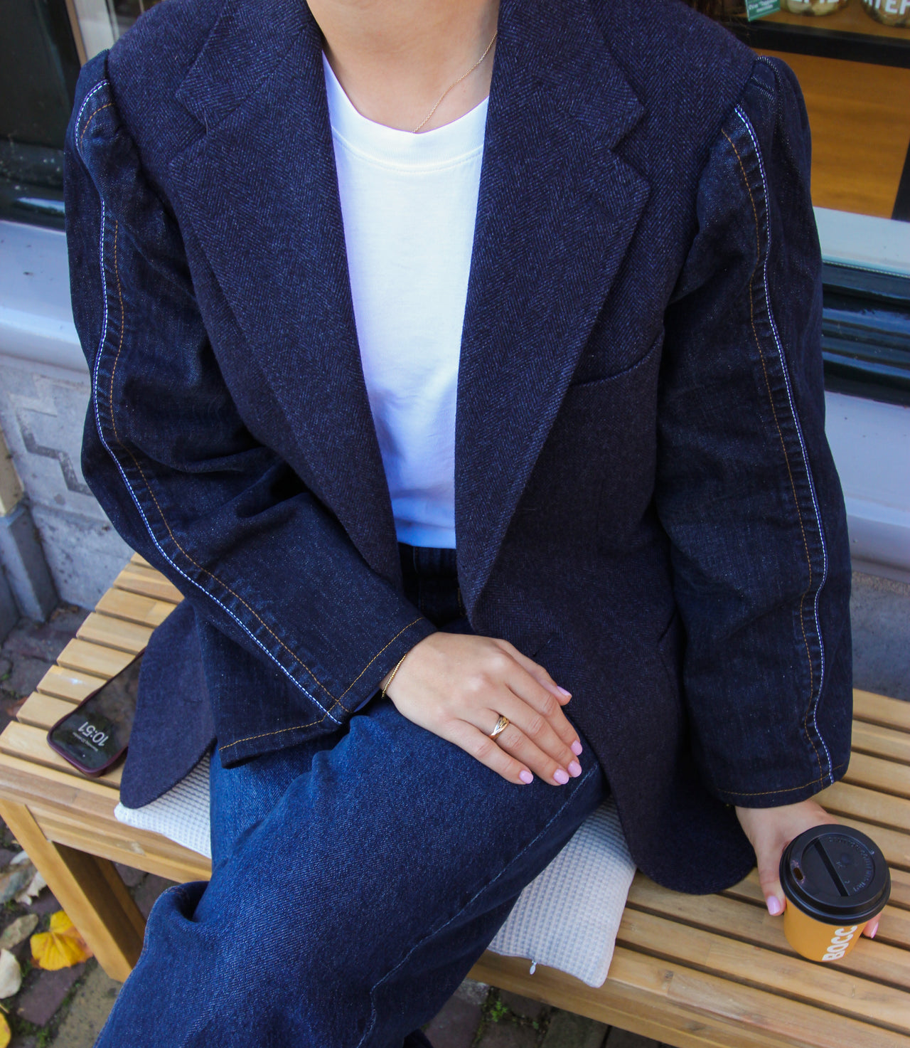 Jiinzu Denim Blazer - Donkerblauw