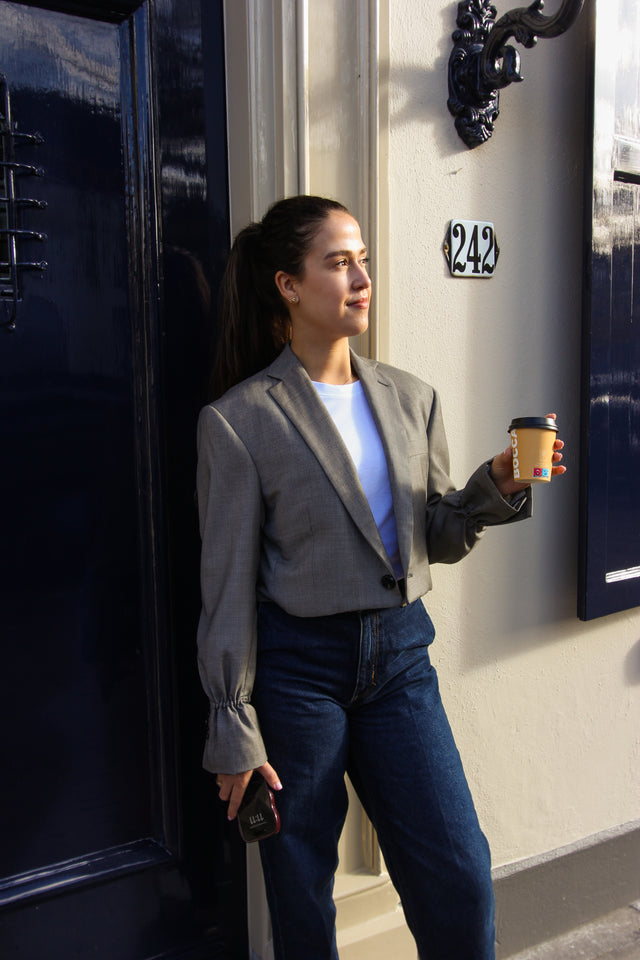 Cropped Blazer - Grijs