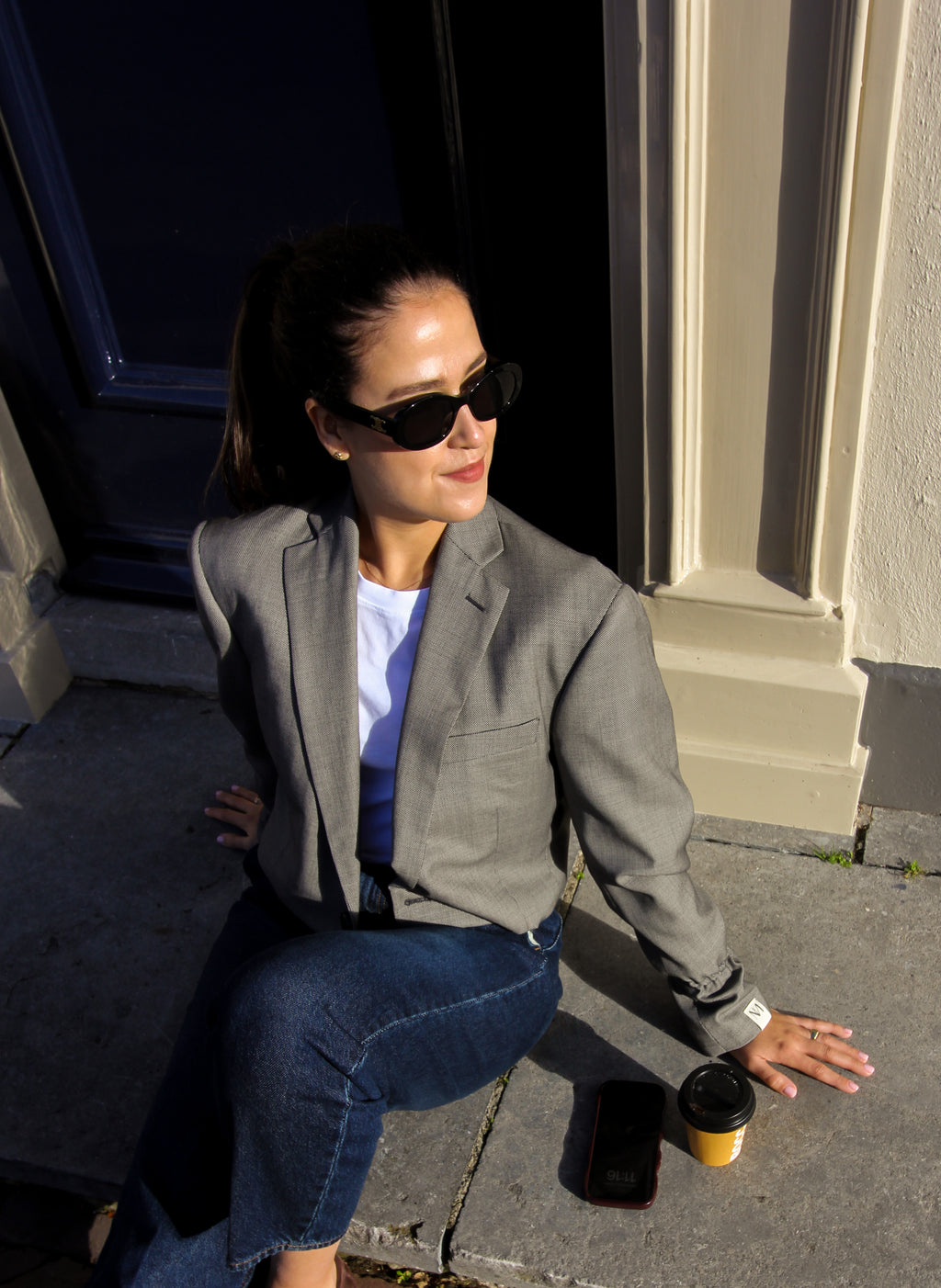 Cropped Blazer - Grijs