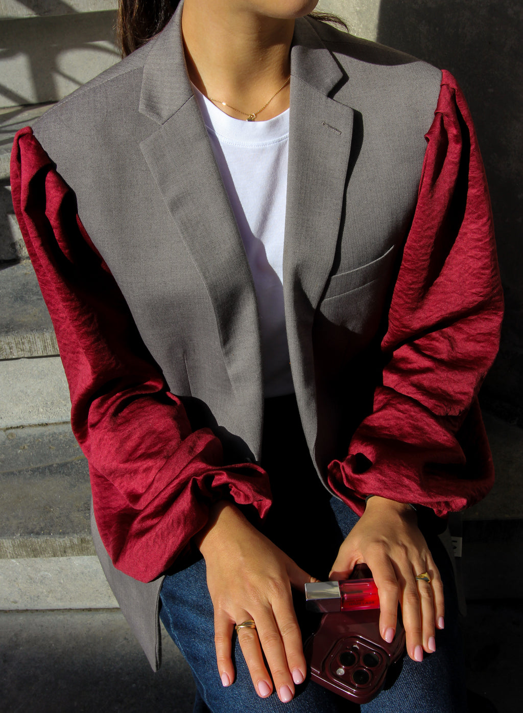 Pofu Oversized Blazer - Burgundy