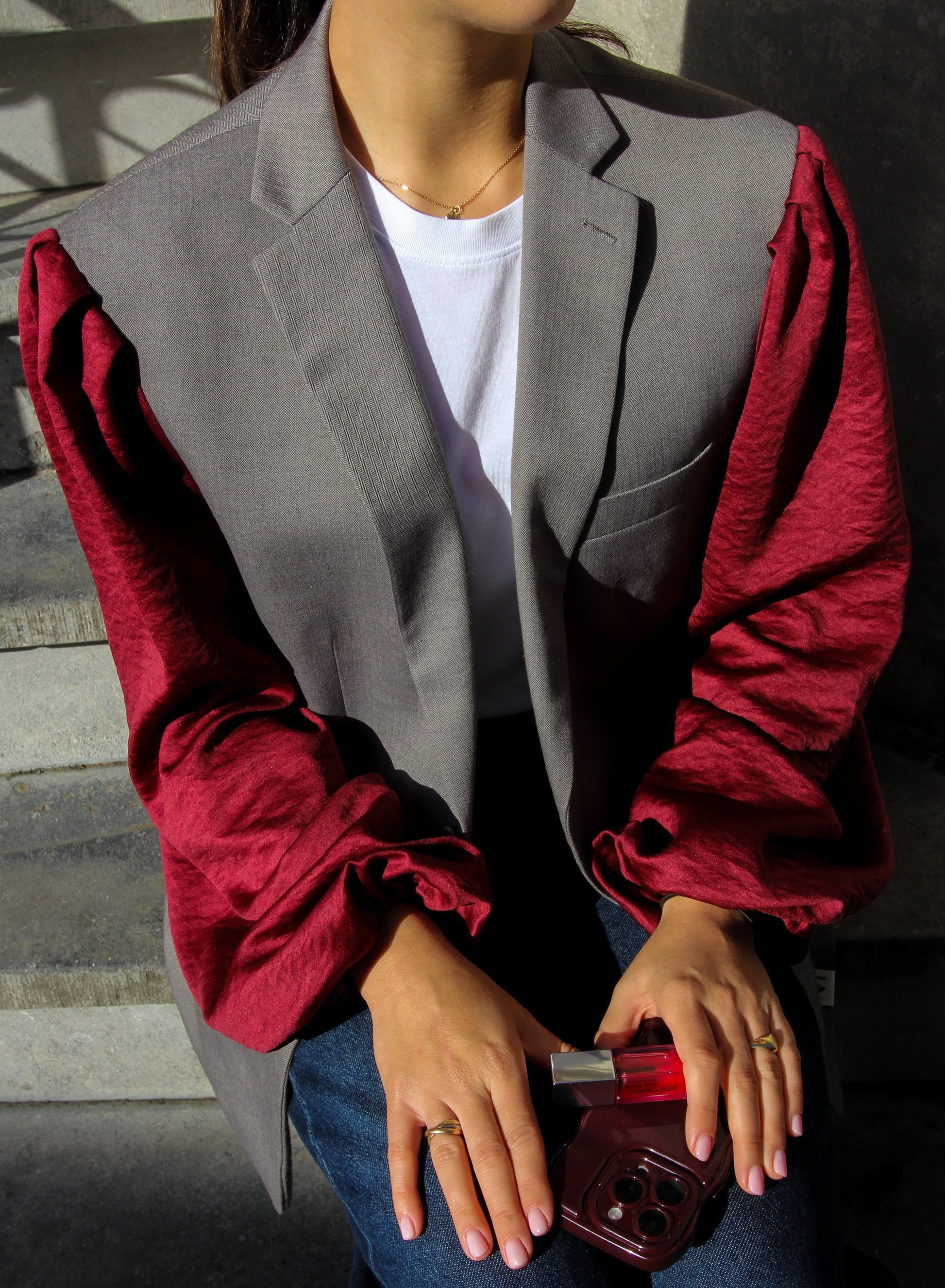 Pofu Oversized Blazer - Burgundy