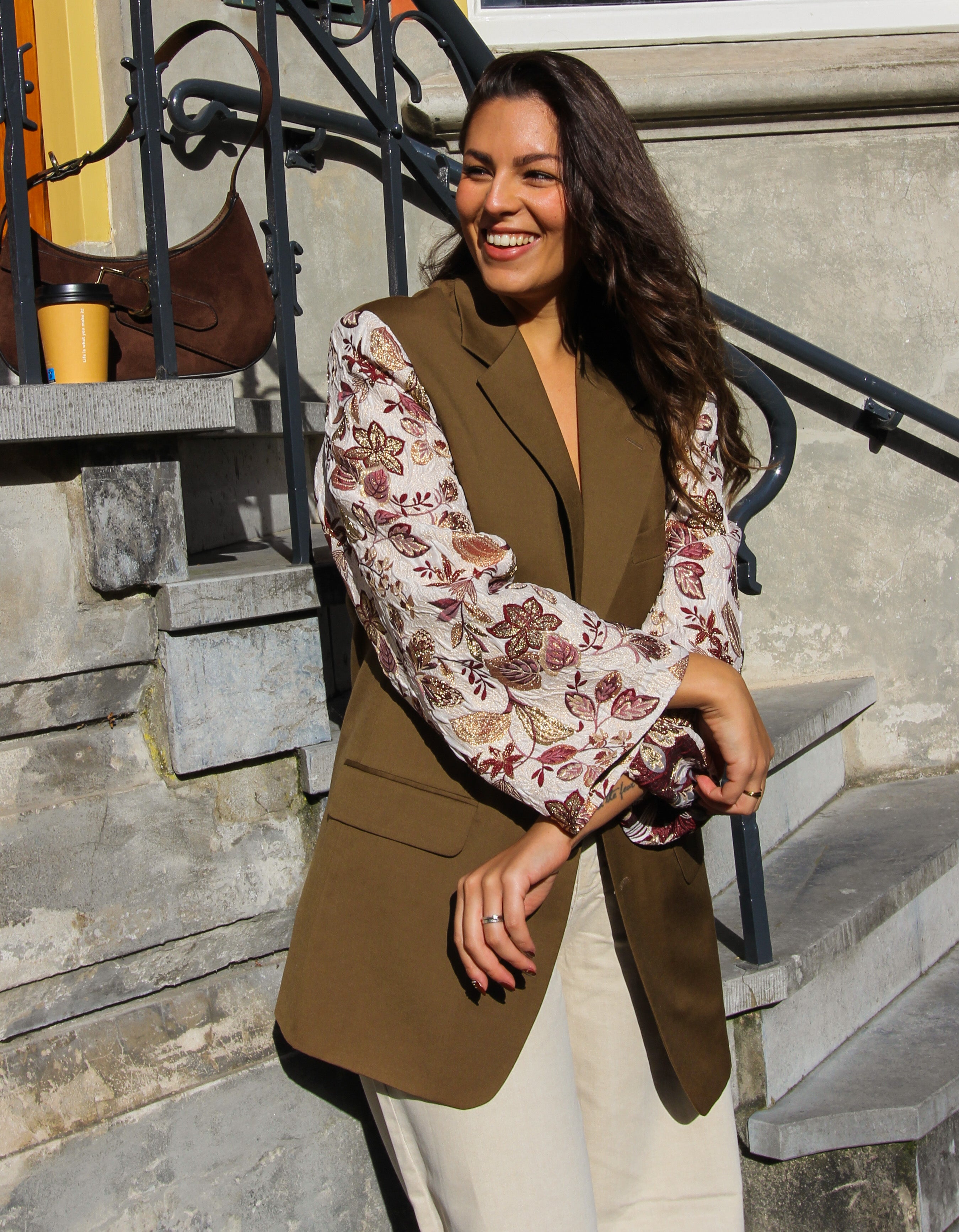 Momiji Jacquard Blazer - Bruin