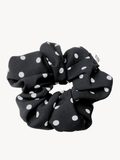 Scrunchie - Zwart met witte Stippel XL
